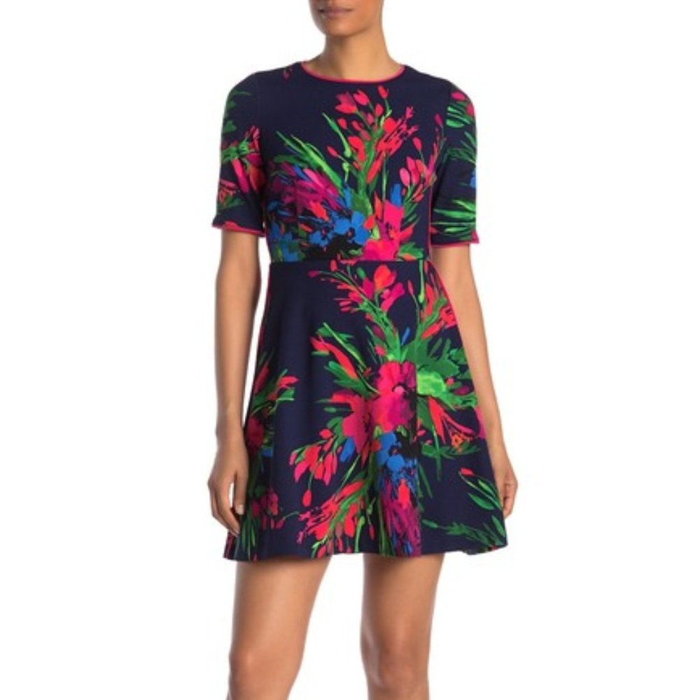 NEW Vince Camuto Floral Scuba Fit & Flare Dress
